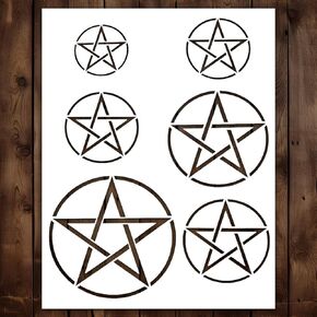 Pentagram Stencil | Reusable Goth Halloween Gothic Horror Stencils for Painting on Wood, Glass, Wall, Rock, Fabric, Walls, Canvas, Glassware | Pentacle Pagan Stencil Template 8.5"x 11"