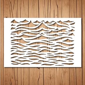 Wave Stencil | Reusable Ocean Wave Waves Stencils for Painting on Wood, Glass, Wall, Rock, Fabric, Walls, Canvas, Glassware | Ocean Waves Stencil Template (8.5""x 11""), White, 9083984593