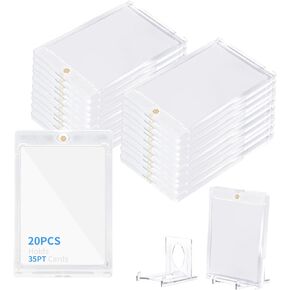 20+5 Magnetic Trading Card Holder Pack Display Stand, One Touch Card Holder Baseball Card Protectors, Baseball Card Holder, Hard Acrylic Card Cases, Card Protector, Fit for Standard Card (35PT(20+5))