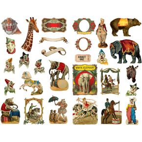 Seasonstorm Retro Circus Clown Aesthetic Diary Travel Journal Paper Stickers Scrapbooking Stationery