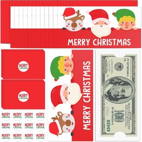 20 Set Christmas Money Holders for Cash Money Holder Gift Cards Poinsettia Xmas Money Holders Merry Christmas Money Gift Holder with Envelopes Sticker for Christmas Holiday (Joyful)