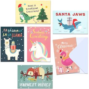 MATICAN Christmas Cards with Envelopes, 48-Count Christmas Cards Boxed, 6 Cute Animal Designs, 4 x 6 Inches, Blank Inside Christmas Cards Bulk, Holiday Xmas Greeting Cards…
