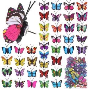 Butterfly Push Pins, Mabor 40 Packs Decorative Thumb Tacks Cute Push Pins for Cork Board Colorful Pushpins for Photo Wall Cork Bulletin Board Home Office Decor Cubicle Decorations