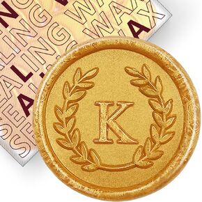 25Pcs Gold Letter K Adhesive Wax Seal Stickers, Hand-Made, No Need Seal Stamp, Tear and Use Wax Stickers for Wedding Invitations, Envelopes, Christmas Gift