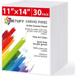 Simetufy Canvas Boards for Painting, 8 x 10 Inch Blank Panels, 100% Cotton for Acrylic & Oil Paints (80 Pack)