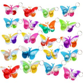20 Packs Bulk Butterfly Mini pop Fidget Keychain ,Birthday Party Favors Supplies and Classroom Students Prize