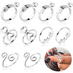 Piriuuo 10 Pcs Adjustable Knitting Crochet Loop Ring, Crochet Tension Ring for Finge Yarn Ring for Crocheting Yarn Guide Finger Finger Crochet Holder Knitting Crochet Accessories for Women, 5 Styles