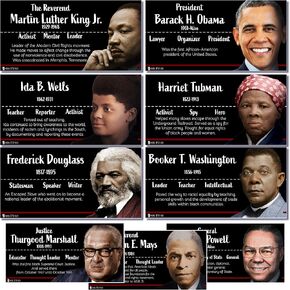 Black Heroes Poster bulletin board set, 9 charts pack Glossy Paper (9"x19") Young N Refined