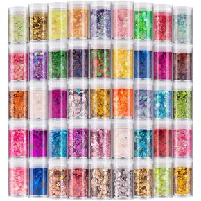 Holographic Chunky Glitter Set of 45,Chunky and Fine Craft Glitter Sparkle Sequins, Makeup Glitter, Iridescent Glitter Flakes for Crafts Resin, Body, Face, Eye, Nail Arts, Slime,Tumbler, Festival
