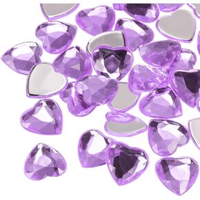 MECCANIXITY 40 Pcs Acrylic Heart Rhinestone 20mm Flat Back Plastic Gems Jewelry Stickers for Craft Bead Face Painting Costume Jewelry Making Red