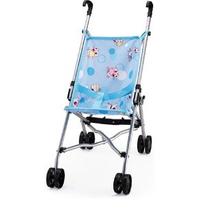 Bayer Design Dolls: Buggy Umbrella Stroller - Blue & Cows, Accessory for Dolls Up to 18", Foldable, Playful Design, Seat Belt, Kids Toy, Ages 3+
