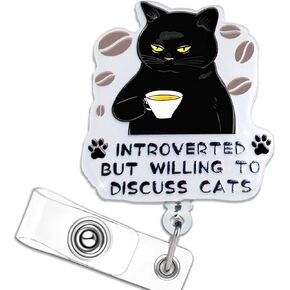 Cute Nurse Badge Reel Retractable Funny CAT Badges Reels Accessories ID Clip for Nursing Doctor Student Teacher Healthcare Medical Work Assistant MA CNA RN ER Office Gifts