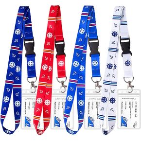 Cruise Lanyard for Ship Cards, 4 Pack Waterproof Cruise Lanyard with Detachable Buckle & ID Badge Holder for Cruises Ships Key Cards, Cruise Essentials & Must Have Accessories