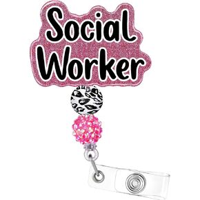 Plifal Social Worker Badge Reel Holder Retractable with ID Clip for Nurse Nursing Name Tag Card Cute Light Rose Black Alligator Clip Hospital Work Accessories