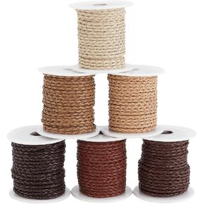 PH PandaHall 65.6 Yards Braided Leather Cord, 3mm Round Leather Rope Braided Rope Imitation Soft Cord Spool Leather Rope for Clothing Decor Shoelace Making Bolo Necklace Bracelet Weaving Bags