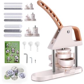 Button Maker, 1/1.25/2.28 inch(25/32/58mm) 3-in-1 Pin Maker, 300pcs Button Parts, Pictures, Circle Cutter, Magic Book, for Children DIY Gift, Ergonomic Arc Handle Punch Press Kit