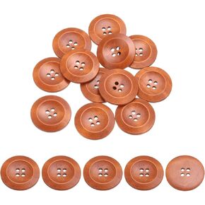uxcell 80Pcs Wooden Buttons, 25mm(1") 4 Hole Round Wood Sewing Button Craft for Sewing DIY Craft Clothing, Dark Brown