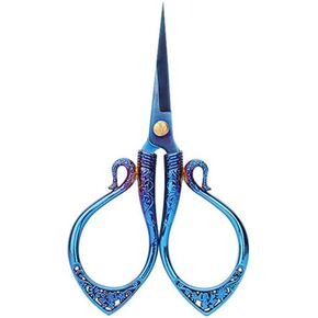4 Inch Small Craft Scissors, All Purpose Mini Embroidery Shears Portable Point Tip Sharp Little Travel Scissors Tiny Yarn Cutter for Cutting, Scrapbooking, Crafting, Sewing (2Pcs, Gold Rainbow)