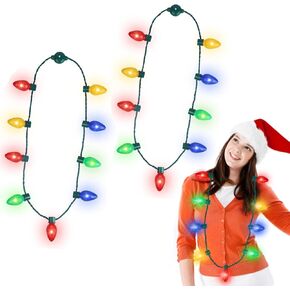 LED Necklace Bulb Bulk Carnival Party Supply Decoration Accessory, LED Blinking Crystal Light Up Necklace Dazzling Glow Toy for Kids Adults, Flash Lights Set 4pcs