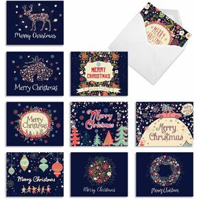 The Best Card Company Variety Pack of 10 Christmas Greeting Cards with Envelopes, Humor Holiday Assortment for Men and Women (10 Designs, 1 Each) - Fancy Reindeer AM6751XSG-B1x10