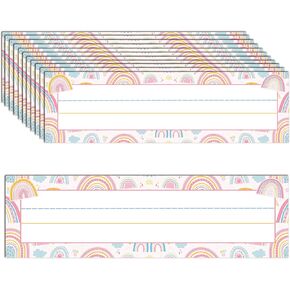 9.5X3 بوصة ملونة نقطة الفصول الدراسية مكتب القبعات العالية لوحات أسماء مكتب الطالب العلامات 48 قطعة قصاصات مكتب اسم العلامات المائية مخطوطة اسم لوحات ملصقات للفصل الدراسي لوحة الإعلانات الديكور (1)