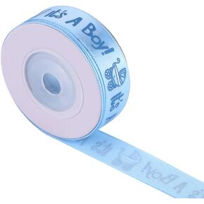 10 Yard Polyester Ribbon, 10 Yards/Roll IT is A BOY/Girl Blue Ribbon Satin Rolls Baby Shower Christening Party Favor Gift Ribbon Birthday Theme Gender Reveal Wrapping Ribbons