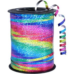 Rainbow Curling Ribbon,3/16 inch x 500 Yard Sparkly Gradient Curling Ribbon for Gift Wrapping,Birthday,Party Decoration,Florist Crafting