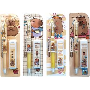 4 Pcs Capybara Mechanical Pencils with Refills 0.5mm Cute Capybara Mechanical Pencil Cartoon Mechanical Pencils Kawaii Office School Pencil for Kids Students Women Girls Boys Pencils (4 Set-Capybara)