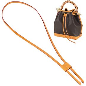 WADORN Genuine Leather Drawstring Strap for Noe Bucket Bag, 36.6 Inch Detachable Purse Pull String Strap Replacement DIY Crochet Bag Bunches Pocket Drawstring for Noe BB NM GM Bucket Bag, Camel