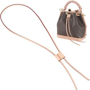 WADORN Genuine Leather Drawstring Strap for Noe Bucket Bag, 36.6 Inch Detachable Purse Pull String Strap Replacement DIY Crochet Bag Bunches Pocket Drawstring for Noe BB NM GM Bucket Bag, Camel