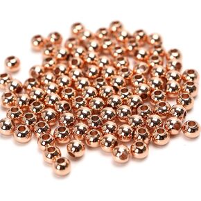 100 Solid Copper Spacer Ball Beads with Smooth Shiny Clear Coat Metal Round in Big 5mm Seamed Finding Sizes for Making Jewelry Supplies