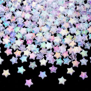 PAGOW 400 Pcs Acrylic Star Beads, Colorful Star Shaped Charming Bead, AB Cute Star Pony Beads, Star Charms for Jewelry Making, Necklace, Bracelets, Earrings, DIY Crafts (10mm)