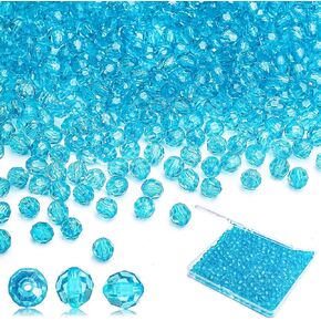 BONNY BOXX 1000pcs 6mm Acrylic Faceted Round Crystal Beads Transparent White Loose Spacer Craft Beads for DIY Bracelet Necklace Earring Keychain Jewelry Making Bags Decoration