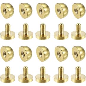 uxcell 10x6mm Round Studs Rivet Purse Handbag Feet Spike Brass Leather Craft Screw Back Rivets DIY 10 Sets