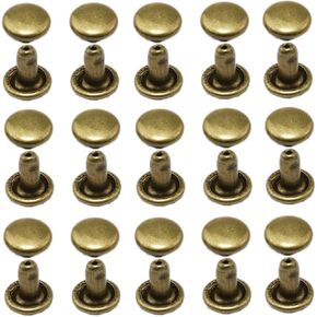 Meuey Lyot 6x6mm Bronze Double Cap Rivet Leather Rivet Rivet for Leather 1/4 Inch DIY Leather Craft Accessories 150PCS