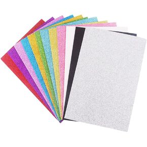 10 Pcs Sticky Glitter Foam Sheets Assorted Colors EVA Foam Sheets Glitter Cardstock Paper with Adhesive Backing for Kids Art Projects Hot Pink