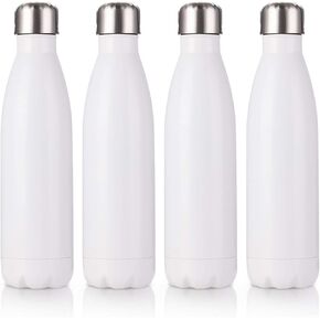 PYD Life 17 OZ Sublimation Sports Water Bottles Blanks White Stainless Steel Tumbler Vacuum Flasks with Lid for Tumbler Heat Press Sublimation Oven Printing 4 Pack
