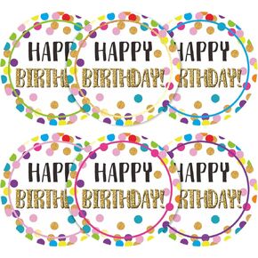 Anwyll Happy Birthday Stickers,2 Inch Gold Foil Stamping Birthday Stickers Seals Labels,Circle Gift Stickers,120 Pcs Birthday Party Favors Present Stickers for Birthday Party,Gift Bags,Gift Wrapping