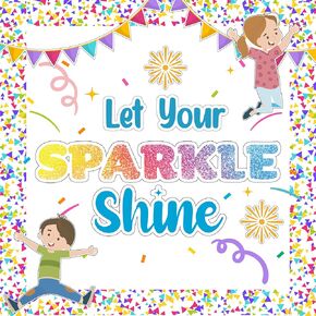 Decorably 120 Pcs Cutouts Confetti Classroom Decor Set with Borders, Confetti Classroom Decorations - Bulletin Board, School, Homeschool
