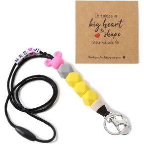 Initial (A-Z) Letter Teacher Breakaway Lanyards for Id Badges, Teacher Christmas Gifts for Women, Cute Pencil teacher Lanyard