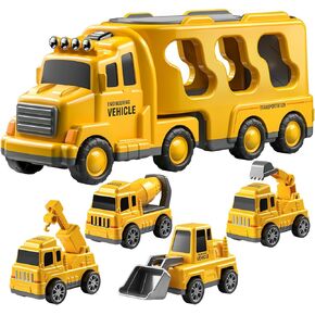 Construction Trucks Toddler Boy Toys Cars for Toddlers 1-3 - Kids Toys for 3 4 5 6 Years Old Boys Transport Vehicle Carrier Truck, Car Toys Set for Age 3-9, Christmas Birthday Gifts