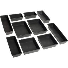 10-Piece Classroom Pencil Bins, Desk Organizer Basket, Plastic Office Drawer Tray, Elementary Teacher Supplies Holder, Black
