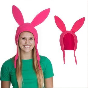 Pink Bunny Rabbit Ears Hat 2024 New Updated 100% Stand Up Hat Cosplay Costume Halloween Christmas Fleece Hats
