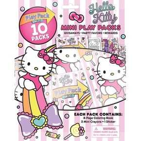 Bendon Hello Kitty Play Packs | Hello Kitty Party Favors | 10 Mini Play Packs | Includes Mini Hello Kitty Coloring Pad, 2 Mini Crayons & Stickers | 10-Pack | Officially Licensed