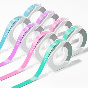 8 PK Color Embossing Label Maker Tape Compatible for Dymo Organizer Xpress Pro Label Maker, Omega S Embossing Label Makers White on Macaron Blue/Pink/Purple/Green 9mm x 3m