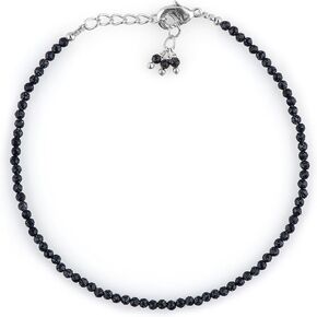 TGH Natural Lapis Lazuli Beads Bracelet Micro Faceted Gemstones Jewelry For Her, September Birthstone Energy Healing Crystals, Silver Plated Chain 8 inch