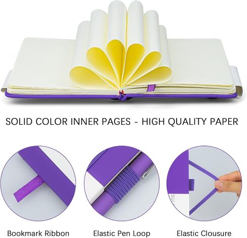 2 Pack Lined Pocket Notebook Small Journal with Pen, A6 Hardcover Notebook, 3.7"x5.5" Mini Notepad 100Gsm Thick Paper, pen holder (Purple) in Saudi Arabia