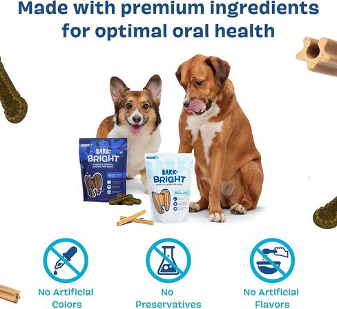 Bark Bright Durable Dental Chew Sticks for Dogs (15 Chews) Made for Tough Chewers - Small Breeds in Kuwait