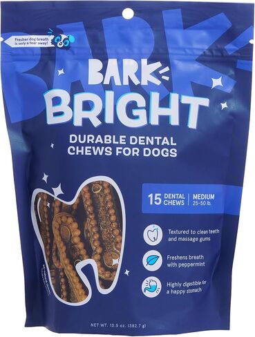 Bark Bright Durable Dental Chew Sticks for Dogs (15 Chews) Made for Tough Chewers - Small Breeds in Kuwait