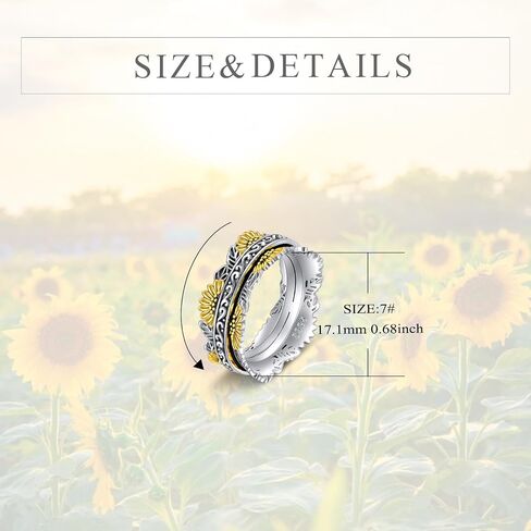 POPLYKE Sterling Silver Anxiety Spinner Rings Rotatable Fidget Mood Rings for Women Relieve Stress Gift in Saudi Arabia